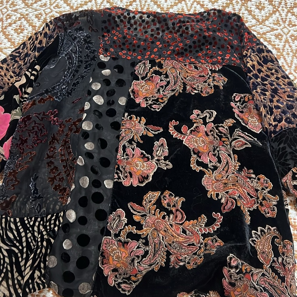 John Mark Velvet Burnout Patchwork Pattern Lady’s… - image 7